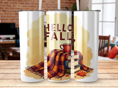 Hello Fall Tumbler Wrap Sublimation png Sublimation Luvleigh Digitals 