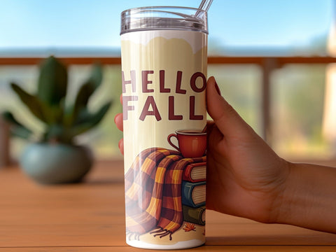 Hello Fall Tumbler Wrap Sublimation png Sublimation Luvleigh Digitals 