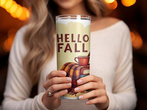 Hello Fall Tumbler Wrap Sublimation png Sublimation Luvleigh Digitals 
