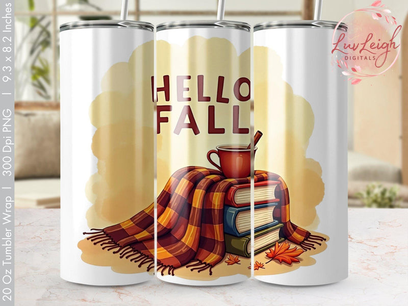 Hello Fall Tumbler Wrap Sublimation png Sublimation Luvleigh Digitals 