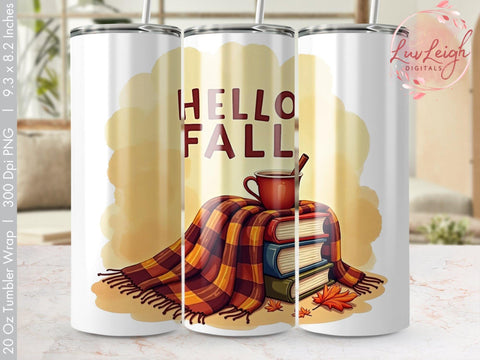 Hello Fall Tumbler Wrap Sublimation png Sublimation Luvleigh Digitals 