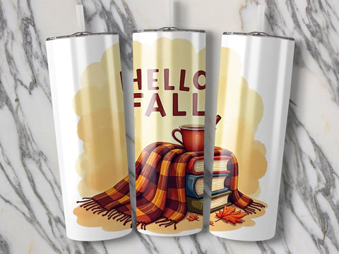 Hello Fall Tumbler Wrap Sublimation png Sublimation Luvleigh Digitals 
