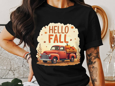 Hello Fall Vintage Truck Sublimation PNG Sublimation Luvleigh Digitals 