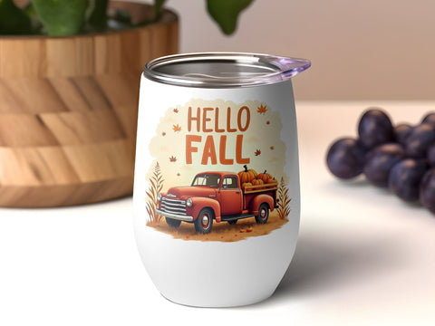 Hello Fall Vintage Truck Sublimation PNG Sublimation Luvleigh Digitals 