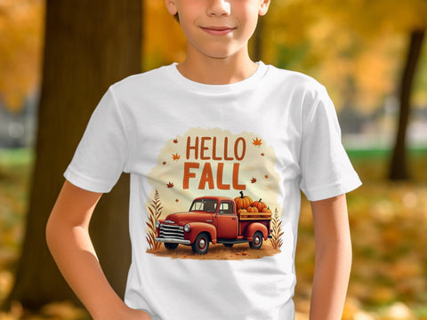 Hello Fall Vintage Truck Sublimation PNG Sublimation Luvleigh Digitals 