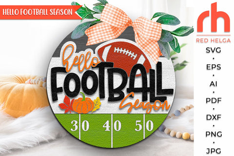 Hello Football Season SVG, Fall Door Sign, Sport Hanger DXF SVG RedHelgaArt 