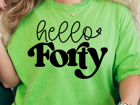 Hello Forty Svg, Hello 40 Svg, Birthday Svg, Forty Birthday Svg, Fortieth Birthday Svg, 40th Bday Shirt Svg SVG DesignDestine 
