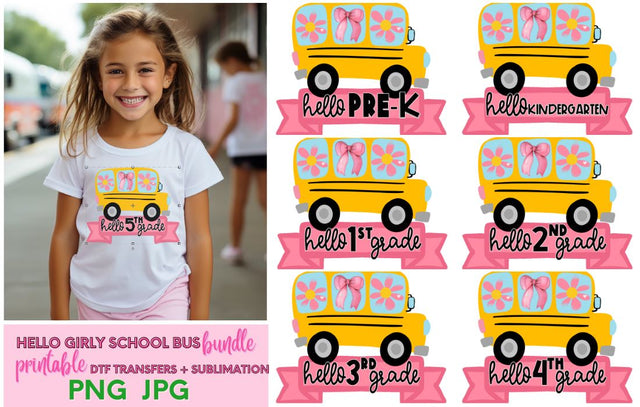 Hello Girly School Bus Bundle PNG JPG Sublimation So Fontsy Design Shop 