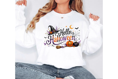 Hello Halloween Watercolor Clipart Sublimation SVGArt 