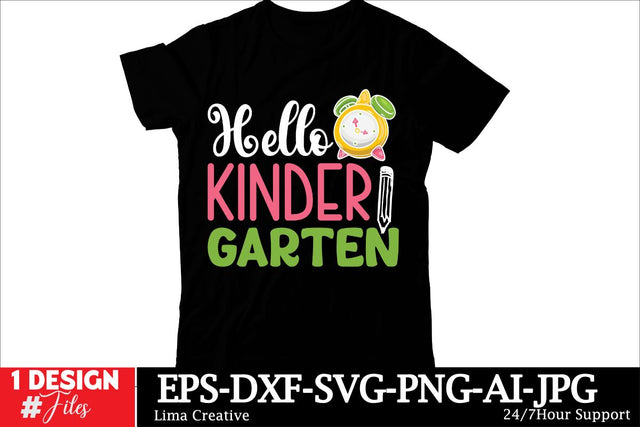 Hello Kinder Gardten T-shirt Design, Welcome Back To School , Back To School SVG Cut File, Back To School Sublimation PNG SVG Insomnia Std 