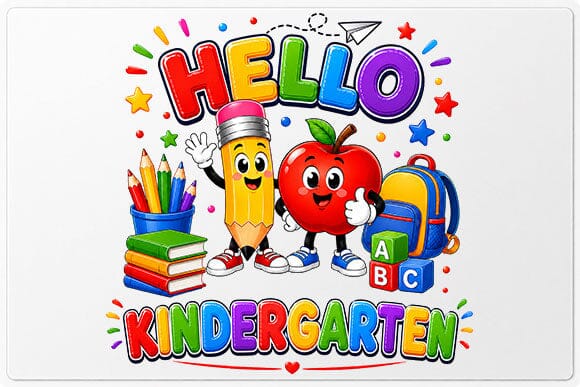 Hello Kindergarten PNG Cute First Day School Digital Download SVG BillahCrafts 