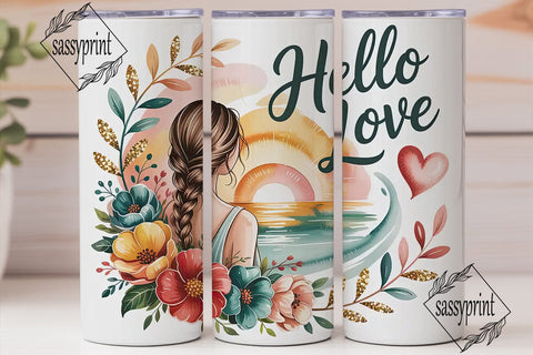 Hello Love Floral Tumbler Wrap Sublimation sassyprint 