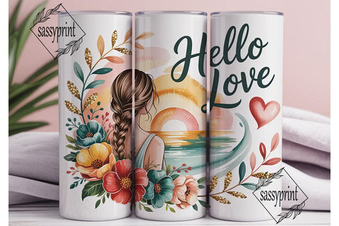 Hello Love Floral Tumbler Wrap Sublimation sassyprint 