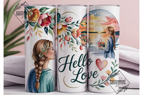 Hello Love Floral Tumbler Wrap Sublimation sassyprint 