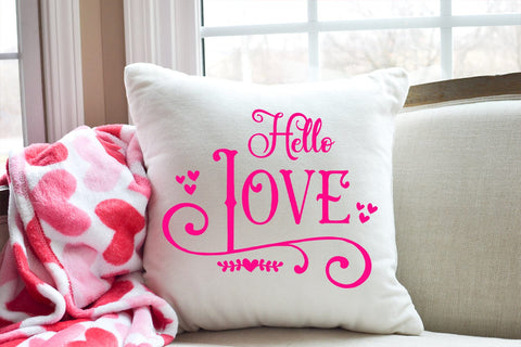 Hello Love SVG I Farmhouse Valentine Sign SVG I Love Sign SVG Happy Printables Club 