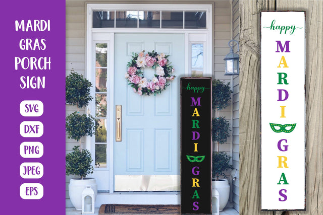Hello Mardi Gras Porch Sign SVG. Vertical Front Sign SVG LaBelezoka 