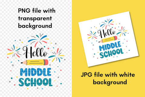 Hello Middle School SVG | Back to School 2025 | Middle School PNG Sublimation for Students, Teachers | Kids T-Shirt Print Digital Download SVG AnnaViolet_store 