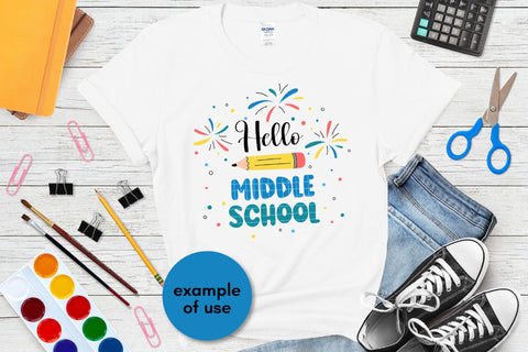 Hello Middle School SVG | Back to School 2025 | Middle School PNG Sublimation for Students, Teachers | Kids T-Shirt Print Digital Download SVG AnnaViolet_store 