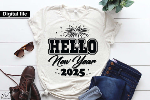 Hello New Year 2025 svg, New year t shirt svg, Funny New year cut files, New year gift shirt svg, New Years Party, Cosy Season svg SVG Isabella Machell 