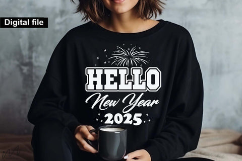 Hello New Year 2025 svg, New year t shirt svg, Funny New year cut files, New year gift shirt svg, New Years Party, Cosy Season svg SVG Isabella Machell 