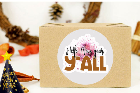 Hello new year Sticker Design Sublimation Regulrcrative 