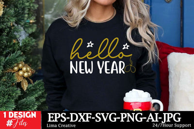 Hello New Year SVG Cut File ,New Year Sublimation, Happy New Year SVG Design,New Year Sublimation PNG SVG Insomnia Std 
