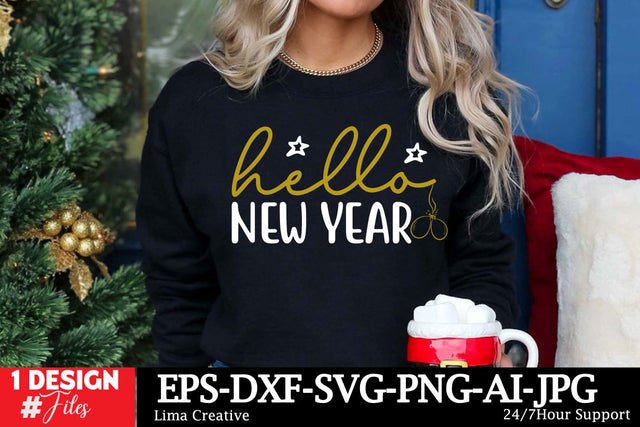 Hello New Year SVG Cut File ,New Year Sublimation, Happy New Year SVG Design,New Year Sublimation PNG SVG Insomnia Std 