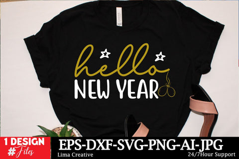 Hello New Year SVG Cut File ,New Year Sublimation, Happy New Year SVG Design,New Year Sublimation PNG SVG Insomnia Std 