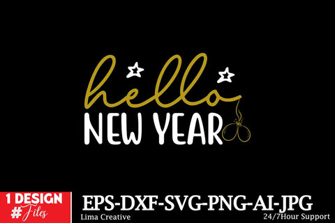Hello New Year SVG Cut File ,New Year Sublimation, Happy New Year SVG Design,New Year Sublimation PNG SVG Insomnia Std 