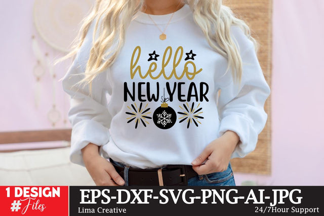 Hello New Year SVG Cut File,Happy New Year ,New Year Sublimation ,New Year T-shirt Design, New Year Retro ,New Year Clip Art,NEw Year SVG Bundle SVG Insomnia Std 