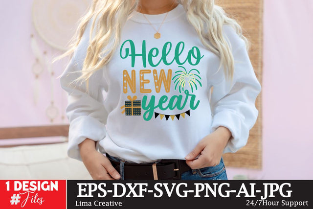 Hello New Year SVG Cut File,Happy New Year ,New Year Sublimation ,New Year T-shirt Design, New Year Retro ,New Year Clip Art,NEw Year SVG Bundle SVG Insomnia Std 