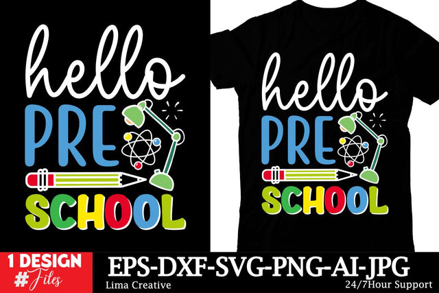 Hello Pre School T-shirt Design, Back To School Sublimation PNG, Back To School SVG Cut File Sublimation Insomnia Std 