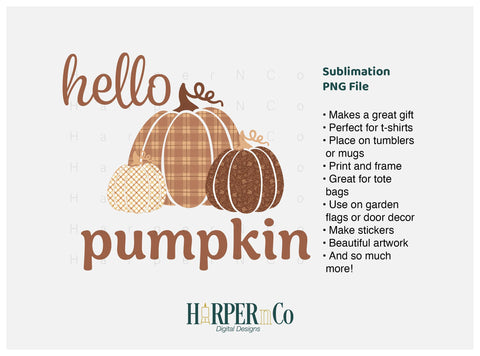 Hello Pumpkin 1 SVG PNG Cut EPS File SVG HarperNCo 
