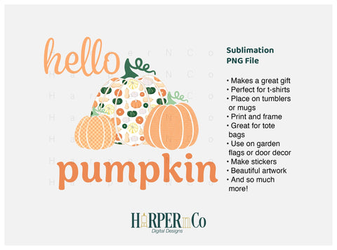 Hello Pumpkin 10 SVG PNG Cut EPS File SVG HarperNCo 