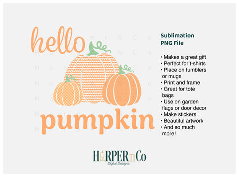 Hello Pumpkin 11 SVG PNG Cut EPS File SVG HarperNCo 