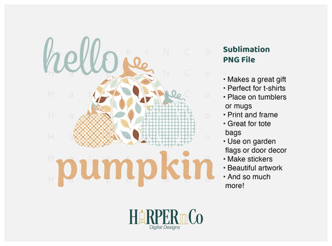 Hello Pumpkin 2 SVG PNG Cut EPS File SVG HarperNCo 