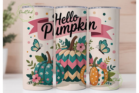 Hello Pumpkin 20oz Tumbler Wrap Sublimation PixelChick 