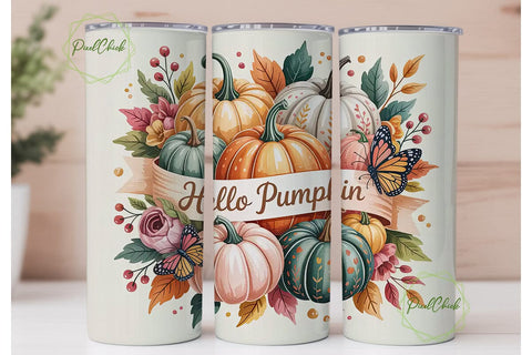 Hello Pumpkin 20oz Tumbler Wrap Sublimation PixelChick 
