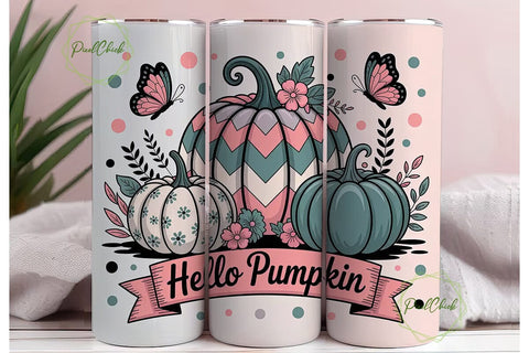 Hello Pumpkin 20oz Tumbler Wrap Sublimation PixelChick 