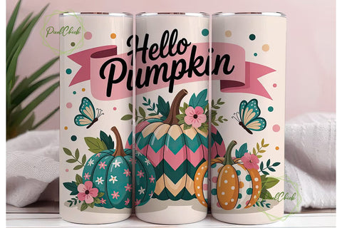 Hello Pumpkin 20oz Tumbler Wrap Sublimation PixelChick 
