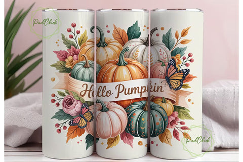Hello Pumpkin 20oz Tumbler Wrap Sublimation PixelChick 