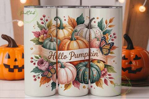 Hello Pumpkin 20oz Tumbler Wrap Sublimation PixelChick 