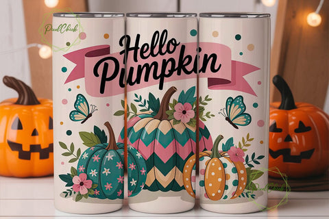 Hello Pumpkin 20oz Tumbler Wrap Sublimation PixelChick 