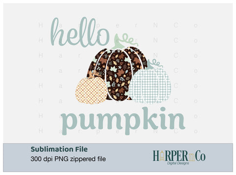Hello Pumpkin 3 SVG PNG Cut EPS File SVG HarperNCo 