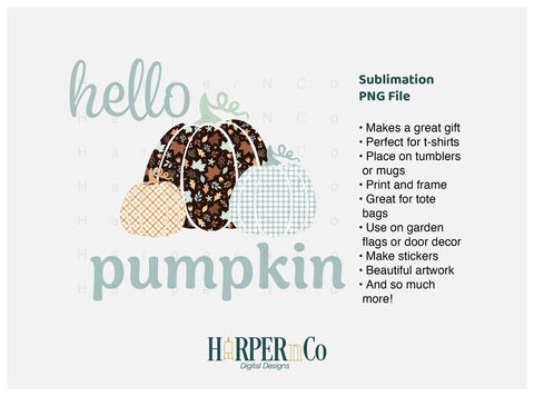 Hello Pumpkin 3 SVG PNG Cut EPS File SVG HarperNCo 