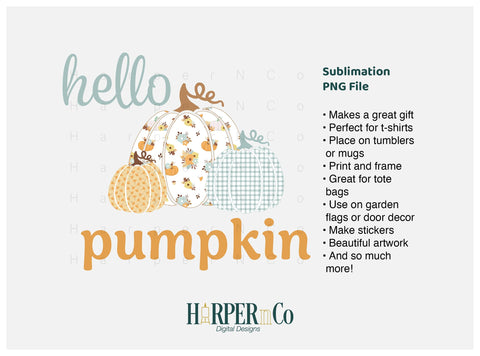 Hello Pumpkin 4 SVG PNG Cut EPS File SVG HarperNCo 
