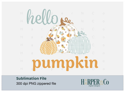 Hello Pumpkin 4 SVG PNG Cut EPS File SVG HarperNCo 
