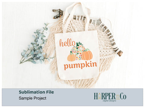 Hello Pumpkin 5 SVG PNG Cut EPS File SVG HarperNCo 