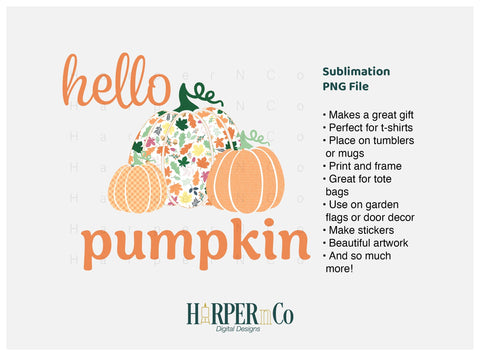 Hello Pumpkin 5 SVG PNG Cut EPS File SVG HarperNCo 