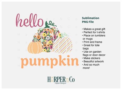 Hello Pumpkin 6 SVG PNG Cut EPS File SVG HarperNCo 